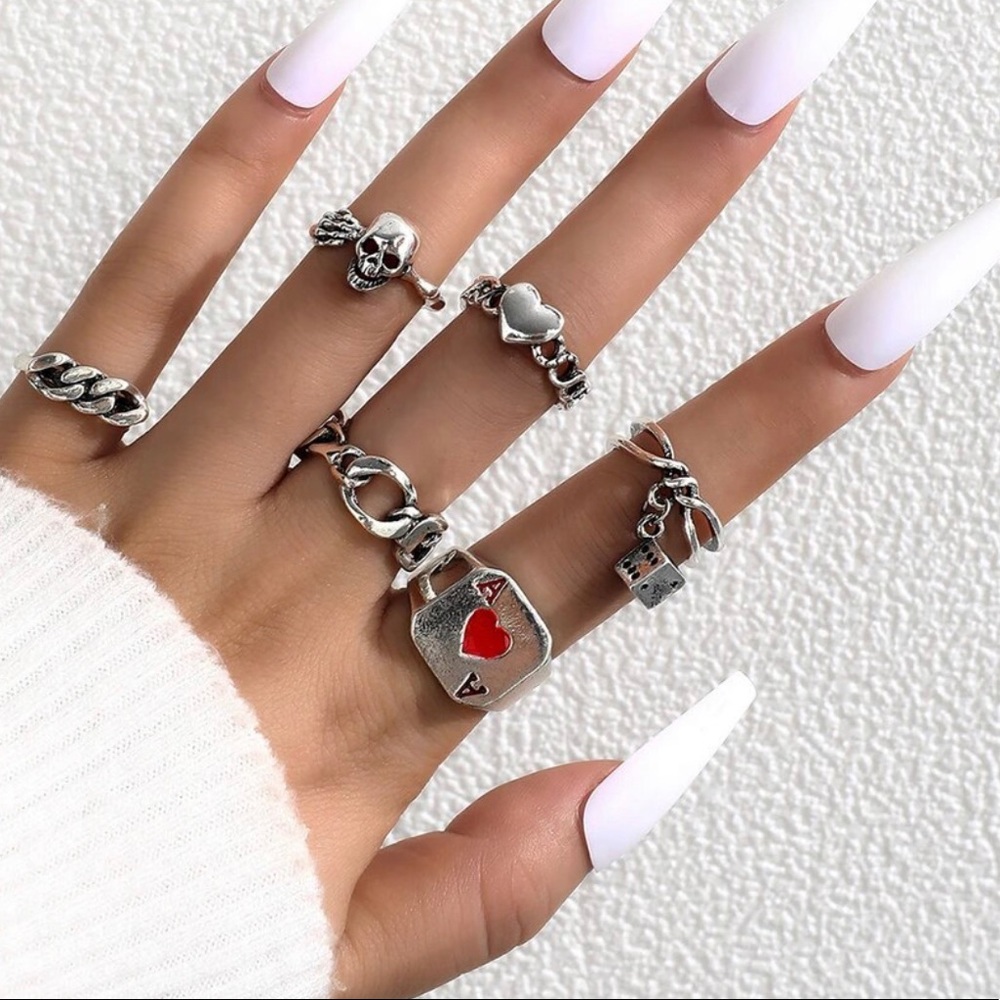 Gothic Silver Color Ring Set - Picture 2 of 3